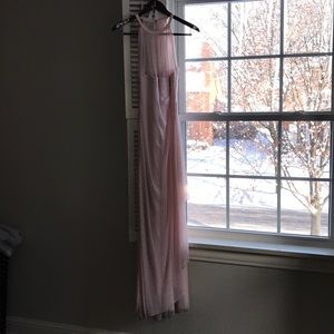 Blush pink David’s bridal bridesmaid dress